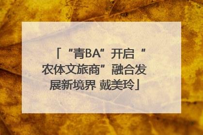 “青BA”开启“农体文旅商”融合发展新境界 戴美玲