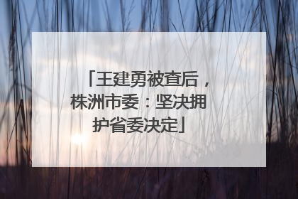 王建勇被查后，株洲市委：坚决拥护省委决定