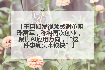 王自如发视频感谢董明珠雷军，称将再次创业，聚焦AI应用方向，“这件事确实来钱快”