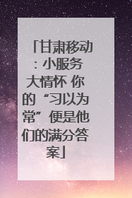 甘肃移动：小服务 大情怀 你的“习以为常”便是他们的满分答案