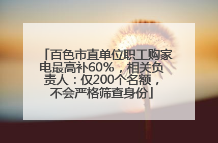 百色市直单位职工购家电最高补60％，相关负责人：仅200个名额，不会严格筛查身份