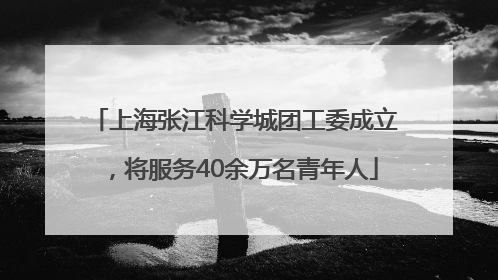 上海张江科学城团工委成立，将服务40余万名青年人
