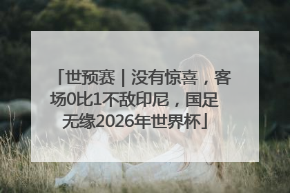 世预赛｜没有惊喜，客场0比1不敌印尼，国足无缘2026年世界杯