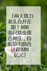 两大算力龙头合并在即！500余只基金重仓押注，持股总市值合计超380亿元