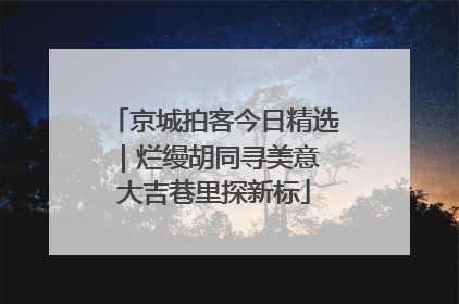 京城拍客今日精选｜烂缦胡同寻美意 大吉巷里探新标