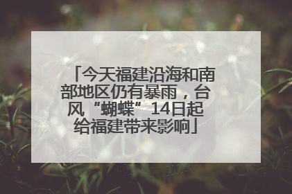 今天福建沿海和南部地区仍有暴雨，台风“蝴蝶”14日起给福建带来影响