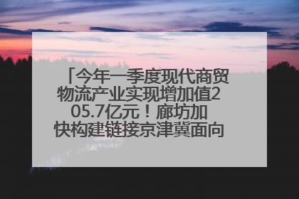 今年一季度现代商贸物流产业实现增加值205.7亿元！廊坊加快构建链接京津冀面向全世界的物流通道