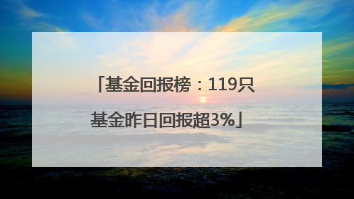 基金回报榜：119只基金昨日回报超3%