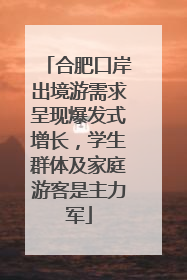 合肥口岸出境游需求呈现爆发式增长，学生群体及家庭游客是主力军