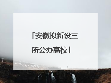 安徽拟新设三所公办高校