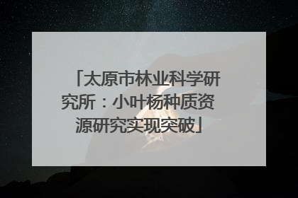 太原市林业科学研究所：小叶杨种质资源研究实现突破
