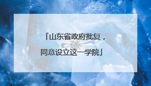 山东省政府批复，同意设立这一学院