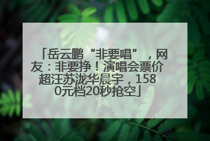 岳云鹏“非要唱”，网友：非要挣！演唱会票价超汪苏泷华晨宇，1580元档20秒抢空