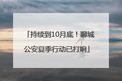 持续到10月底！聊城公安夏季行动已打响