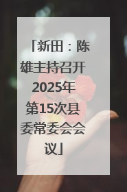 新田：陈雄主持召开2025年第15次县委常委会会议