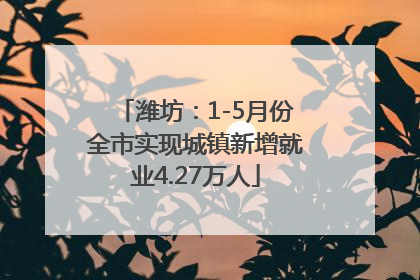 潍坊：1-5月份全市实现城镇新增就业4.27万人