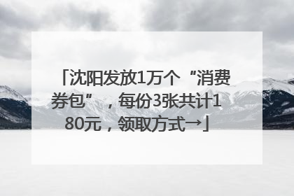 沈阳发放1万个“消费券包”，每份3张共计180元，领取方式→
