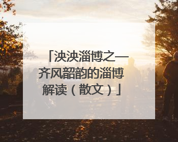 泱泱淄博之—齐风韶韵的淄博解读（散文）