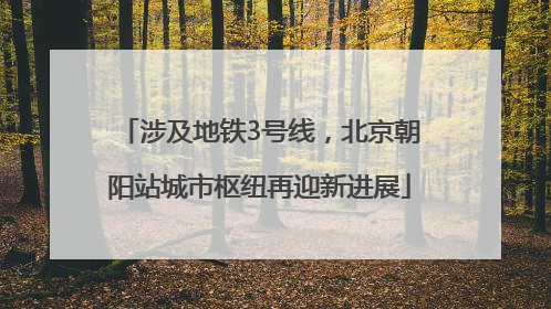 涉及地铁3号线，北京朝阳站城市枢纽再迎新进展