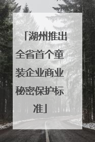 湖州推出全省首个童装企业商业秘密保护标准