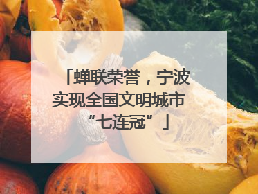 蝉联荣誉，宁波实现全国文明城市“七连冠”