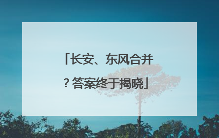 长安、东风合并？答案终于揭晓