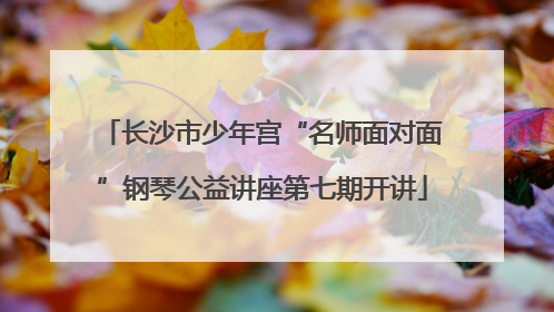 长沙市少年宫“名师面对面”钢琴公益讲座第七期开讲