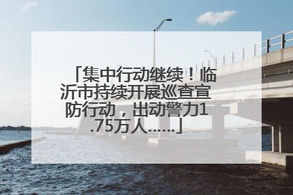 集中行动继续！临沂市持续开展巡查宣防行动，出动警力1.75万人……