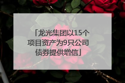 龙光集团以15个项目资产为9只公司债券提供增信