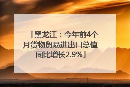 黑龙江：今年前4个月货物贸易进出口总值同比增长2.9%