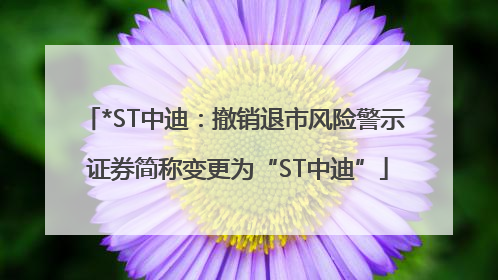 *ST中迪：撤销退市风险警示 证券简称变更为“ST中迪”
