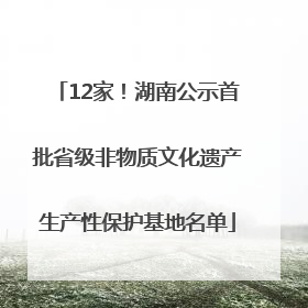 12家！湖南公示首批省级非物质文化遗产生产性保护基地名单