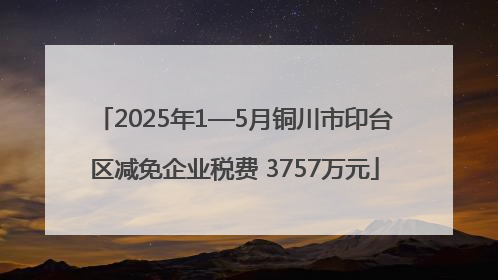 2025年1—5月铜川市印台区减免企业税费 3757万元